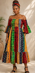 FESTIVAL SMOCKED MIDI DRESS