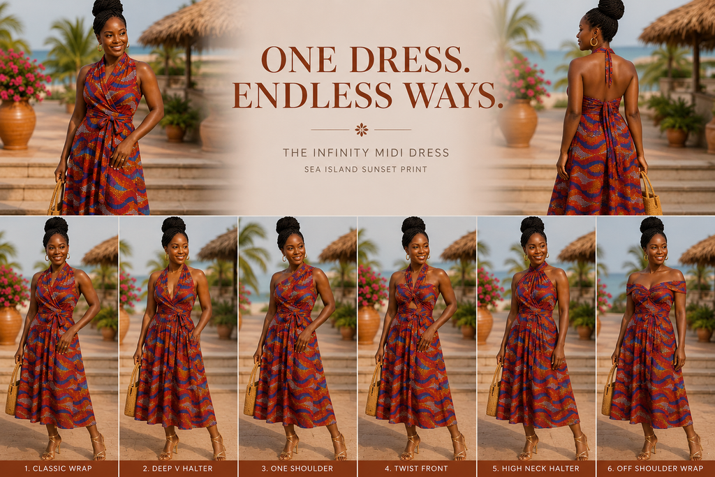 SEA ISLAND SUNSET INFINITY MIDI DRESS