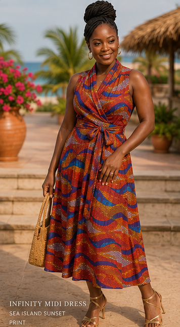 SEA ISLAND SUNSET INFINITY MIDI DRESS