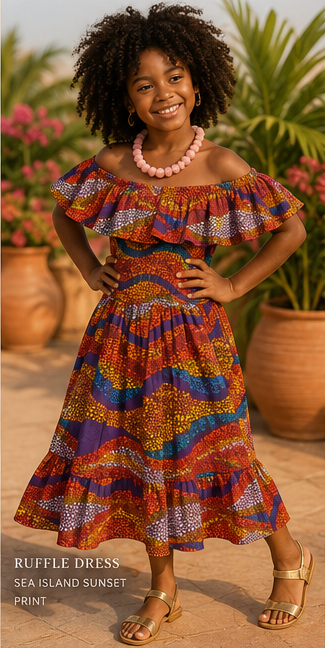 SEA ISLAND SUNSET GIRLS RUFFLE DRESS