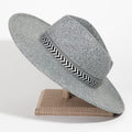 Tribal Pattern Strap Fedora (Grey)
