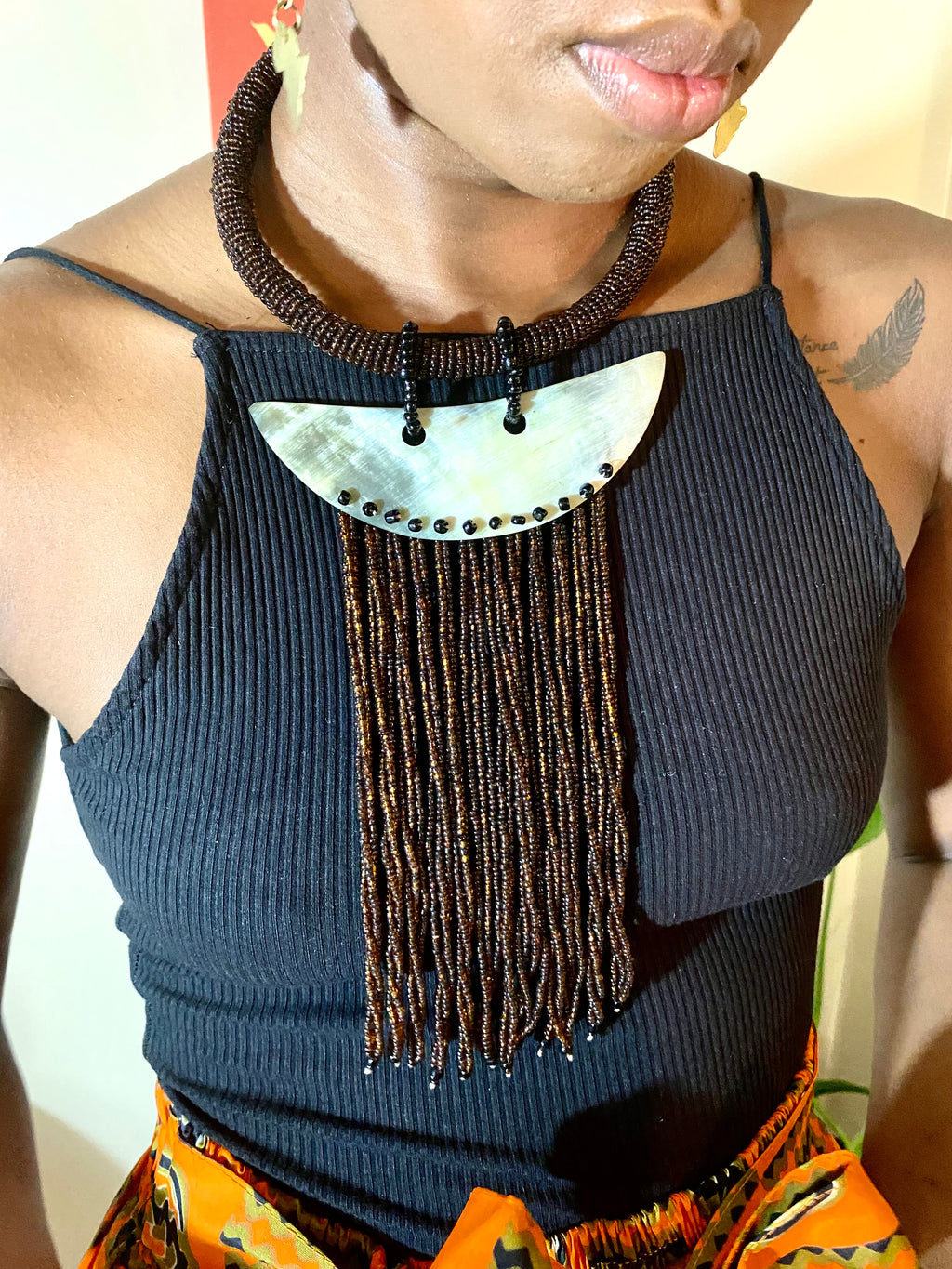 Tye Bead and Bone Choker